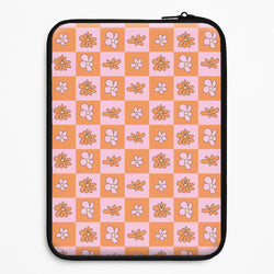 Orange And Pink Checked - Floral Patterns Universal Laptop Sleeve