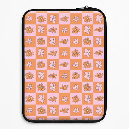 Orange And Pink Checked - Floral Patterns Universal Laptop Sleeve
