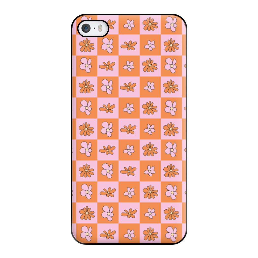 Orange And Pink Checked - Floral Patterns Phone Case for iPhone 5 / 5s / SE 2016