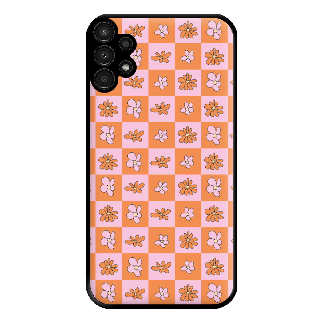 Orange And Pink Checked - Floral Patterns Phone Case for Galaxy A13