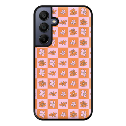 Orange And Pink Checked - Floral Patterns Phone Case for Galaxy A15