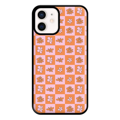 Orange And Pink Checked - Floral Patterns Phone Case for iPhone 12 Mini