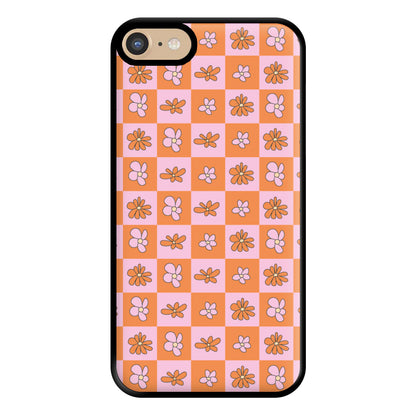 Orange And Pink Checked - Floral Patterns Phone Case for iPhone 6 / 7 / 8 / SE