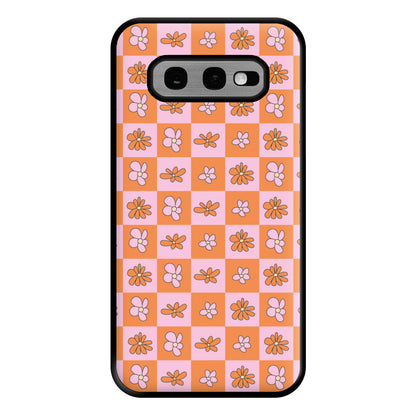 Orange And Pink Checked - Floral Patterns Phone Case for Galaxy S10e