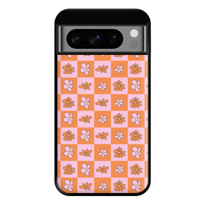 Orange And Pink Checked - Floral Patterns Phone Case for Google Pixel 8 Pro