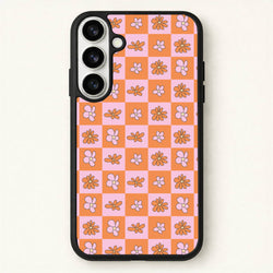 Orange And Pink Checked - Floral Patterns Phone Case for Galaxy S26