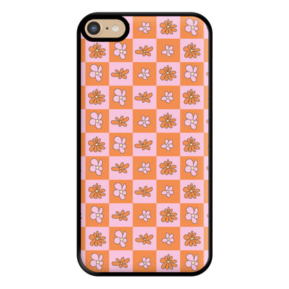 Orange And Pink Checked - Floral Patterns Phone Case for iPhone 6 Plus / 7 Plus / 8 Plus