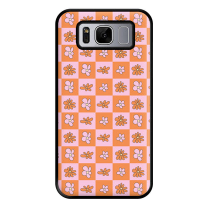 Orange And Pink Checked - Floral Patterns Phone Case for Galaxy S8 Plus