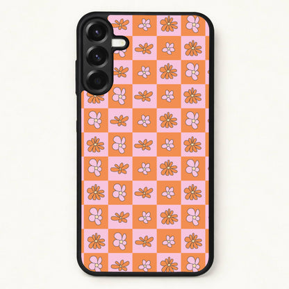 Orange And Pink Checked - Floral Patterns Phone Case for Galaxy A17