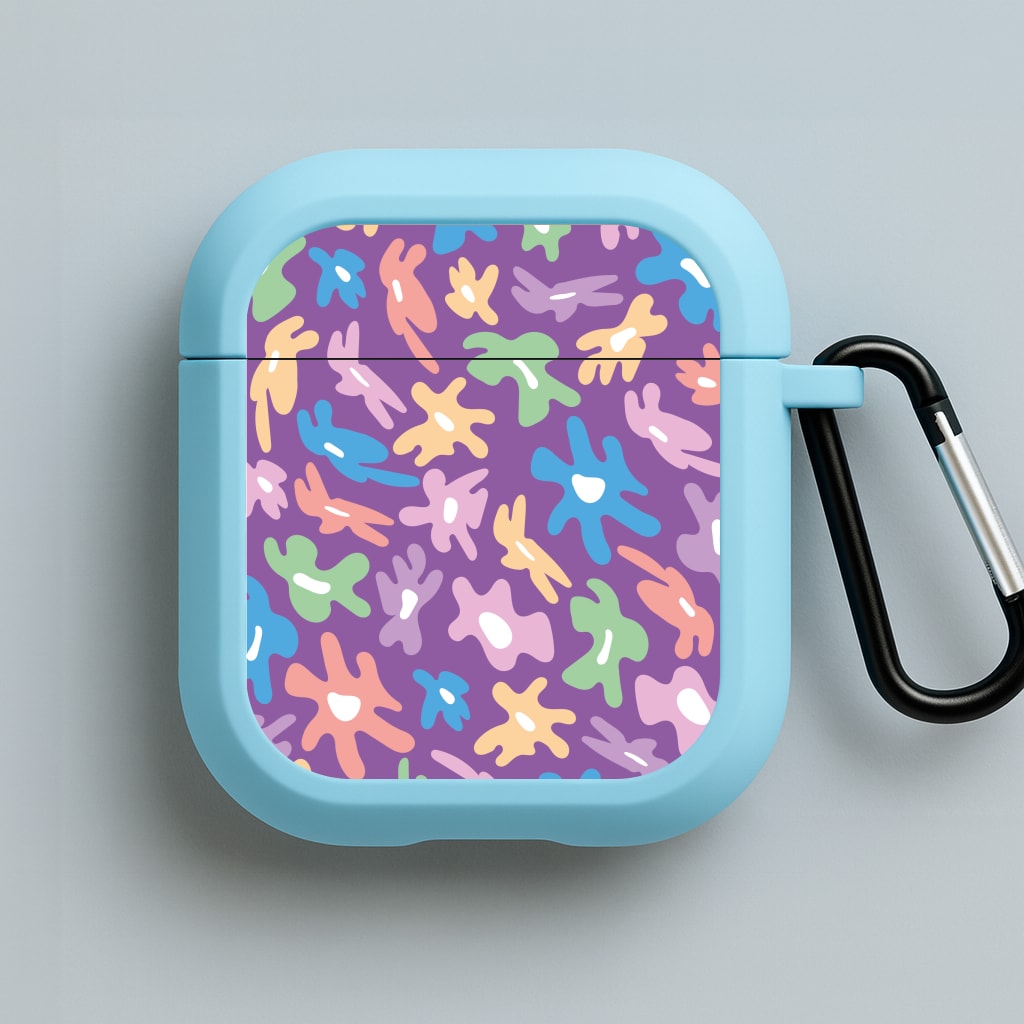 Abstract Flowers- Floral Patterns Blue AirPods Case