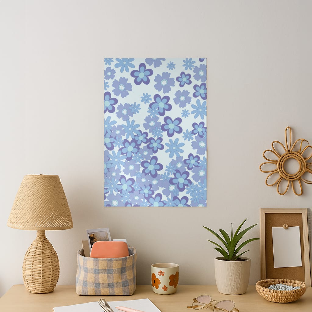 Blue Flowers - Floral Patterns Art Print