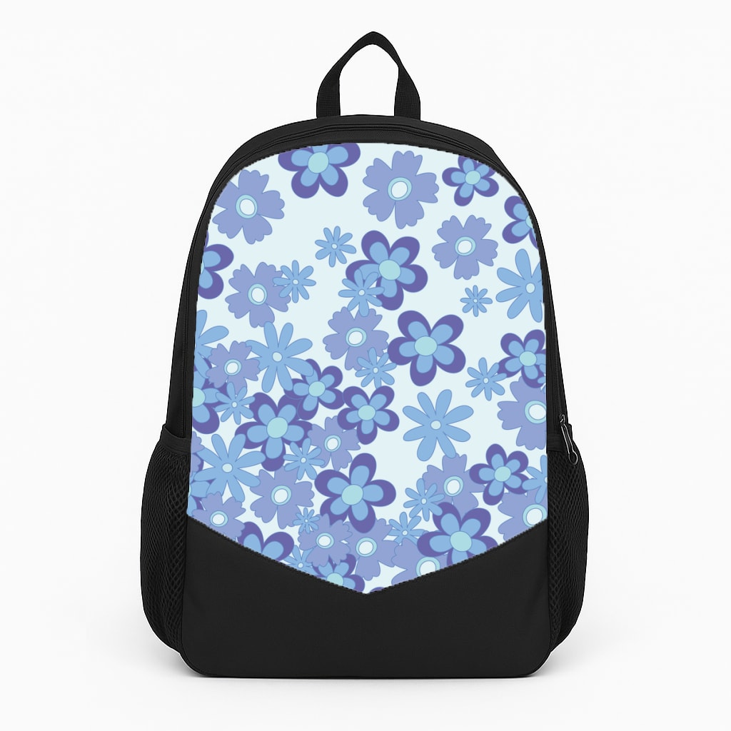 Blue Flowers - Floral Patterns Large Backpack