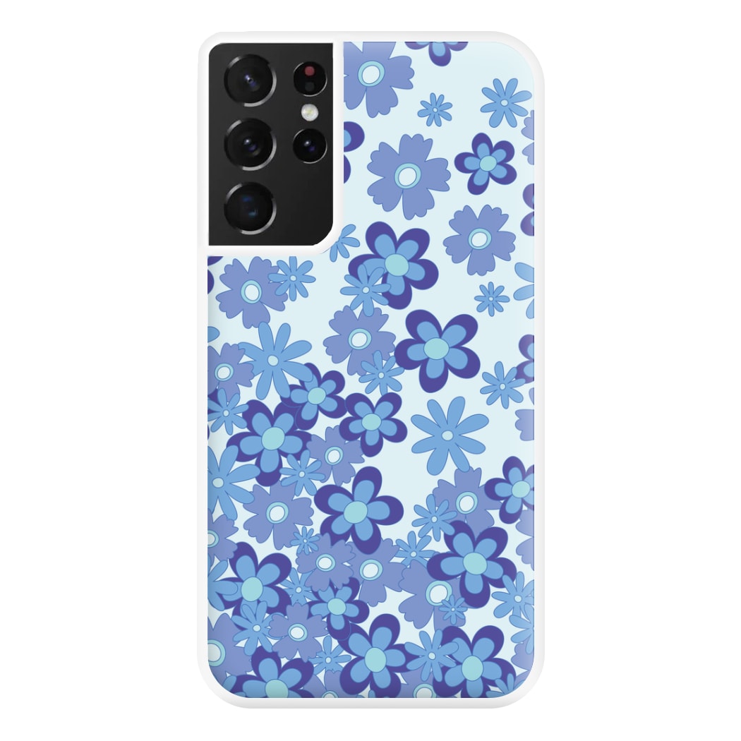 Blue Flowers - Floral Patterns Phone Case for Galaxy S21 Ultra