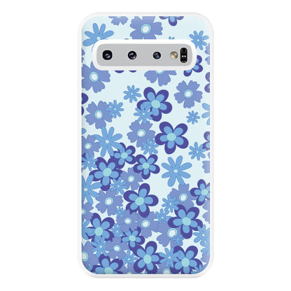 Blue Flowers - Floral Patterns Phone Case for Galaxy S10 Plus