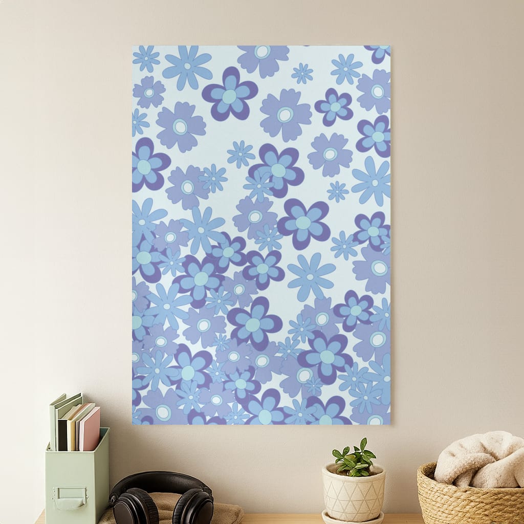 Blue Flowers - Floral Patterns Poster