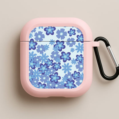 Blue Flowers - Floral Patterns Pink AirPods Case