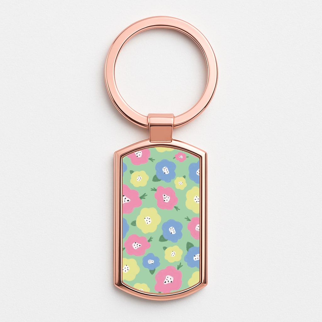 Painted Flowers - Floral Patterns Rose Gold Keyring