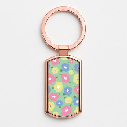 Painted Flowers - Floral Patterns Rose Gold Keyring