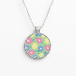 Painted Flowers - Floral Patterns Circle Necklace