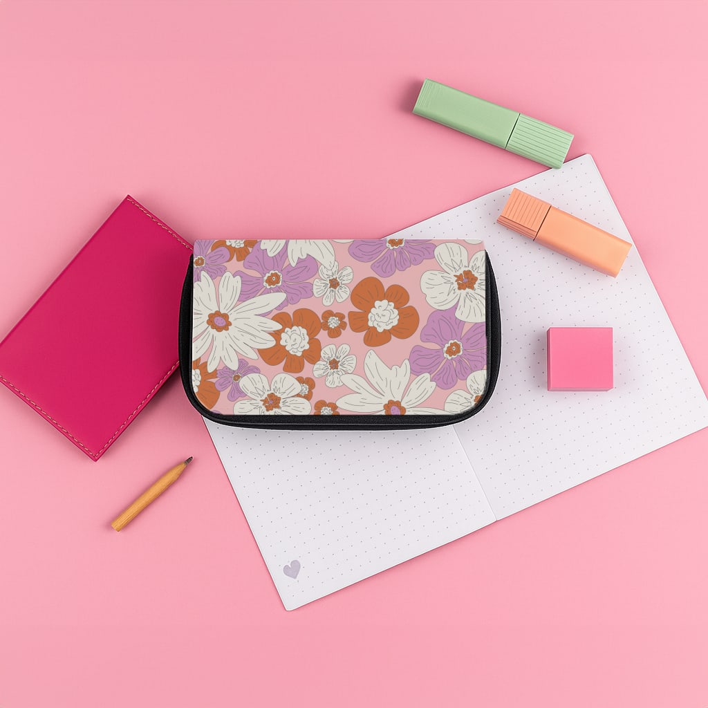 Retro Flowers - Floral Patterns Pencil Case
