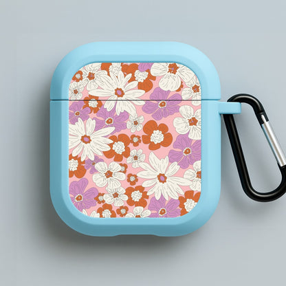 Retro Flowers - Floral Patterns Blue AirPods Case