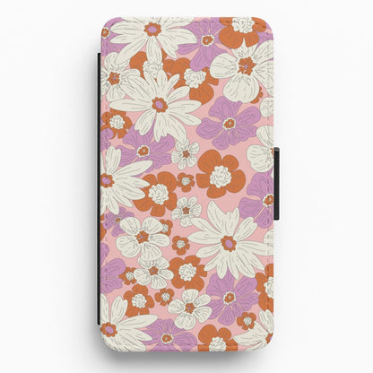 Retro Flowers - Floral Patterns Flip / Wallet Phone Case