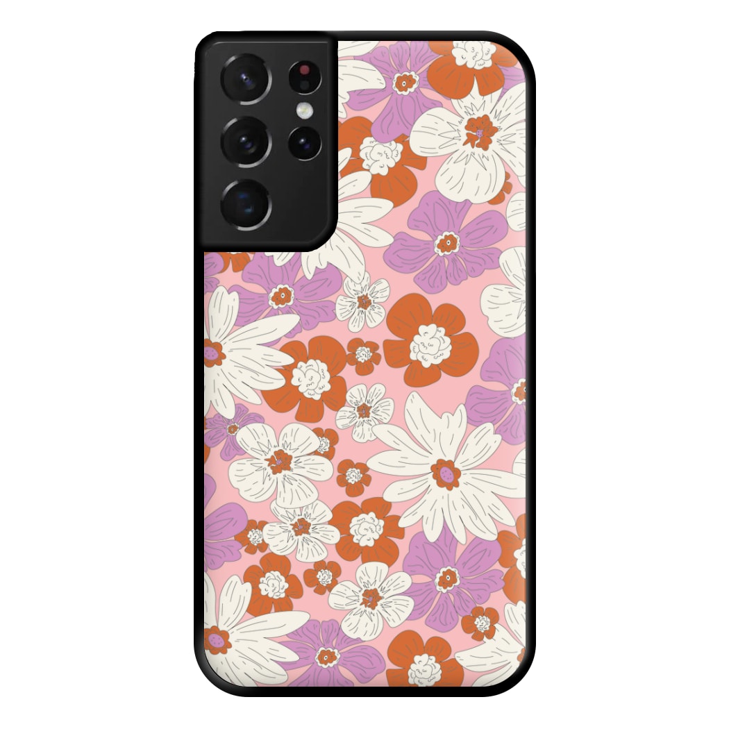 Retro Flowers - Floral Patterns Phone Case for Galaxy S21 Ultra