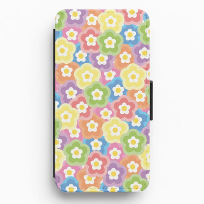 Psychedelic Flowers - Floral Patterns Flip / Wallet Phone Case