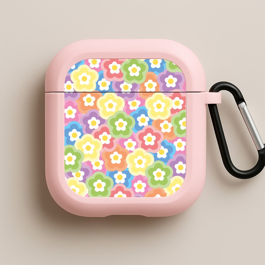 Psychedelic Flowers - Floral Patterns Pink AirPods Case