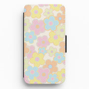 Pastel Abstract Flowers Pattern Flip / Wallet Phone Case 1