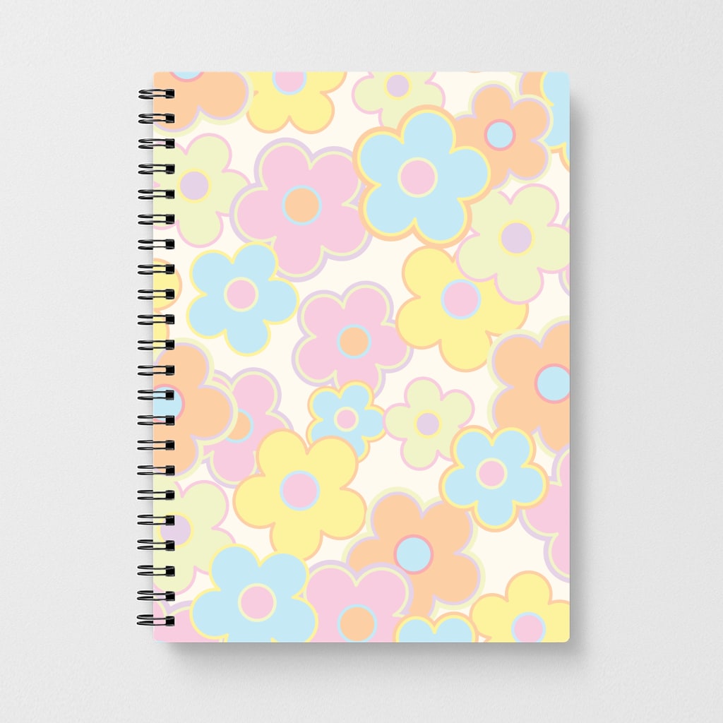 Pastel Abstract Flowers Pattern Notebook