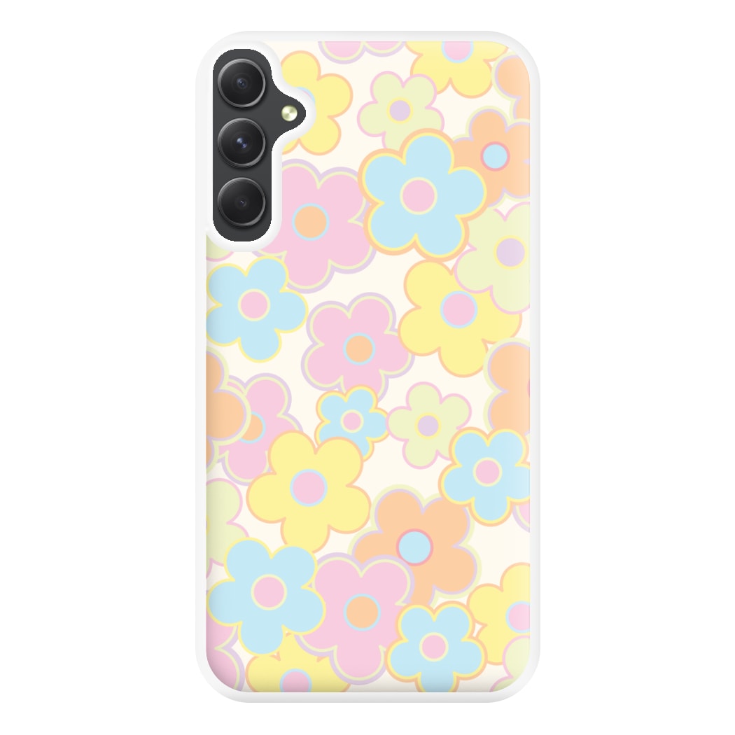 Pastel Abstract Flowers Pattern Phone Case for Galaxy A14