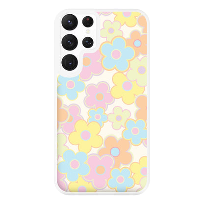 Pastel Abstract Flowers Pattern Phone Case for Galaxy S22 Ultra