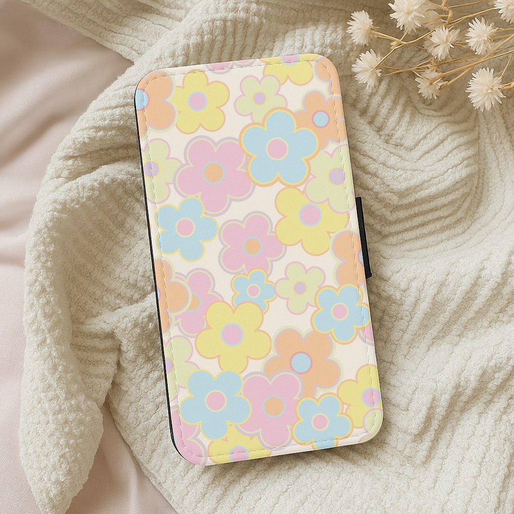 Pastel Abstract Flowers Pattern Wallet Phone Case