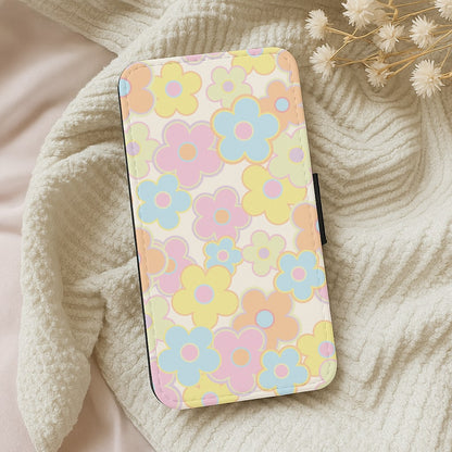 Pastel Abstract Flowers Pattern Wallet Phone Case