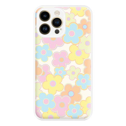 Pastel Abstract Flowers Pattern Phone Case for iPhone 14 Pro Max