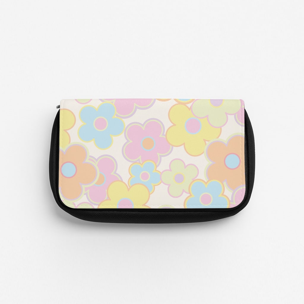 Pastel Abstract Flowers Pattern Pencil Case