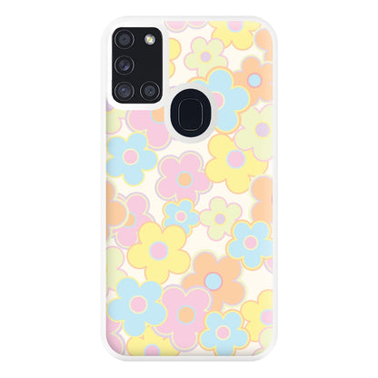 Pastel Abstract Flowers Pattern Phone Case for Galaxy A21s