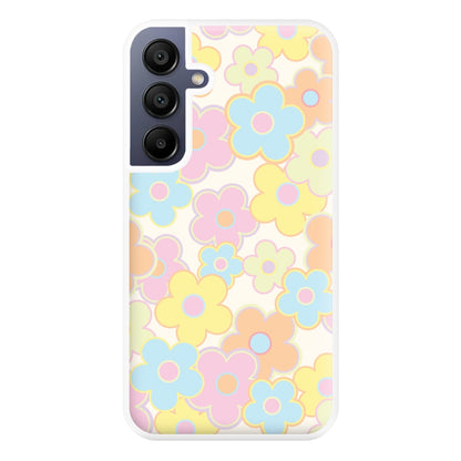 Pastel Abstract Flowers Pattern Phone Case for Galaxy A16