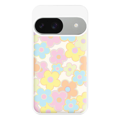 Pastel Abstract Flowers Pattern Phone Case for Google Pixel 9 / 9 Pro