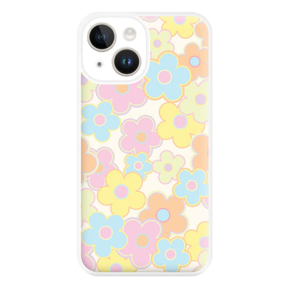 Pastel Abstract Flowers Pattern Phone Case for iPhone 14