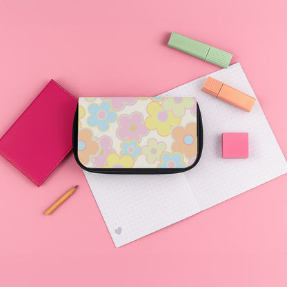 Pastel Abstract Flowers Pattern Pencil Case