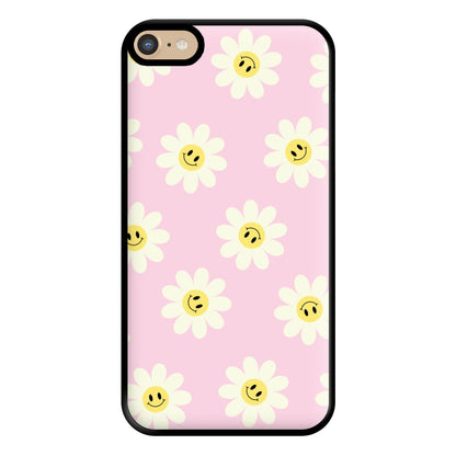 Pastel Pink Smiley Daisies Pattern Phone Case for iPhone 6 Plus / 7 Plus / 8 Plus