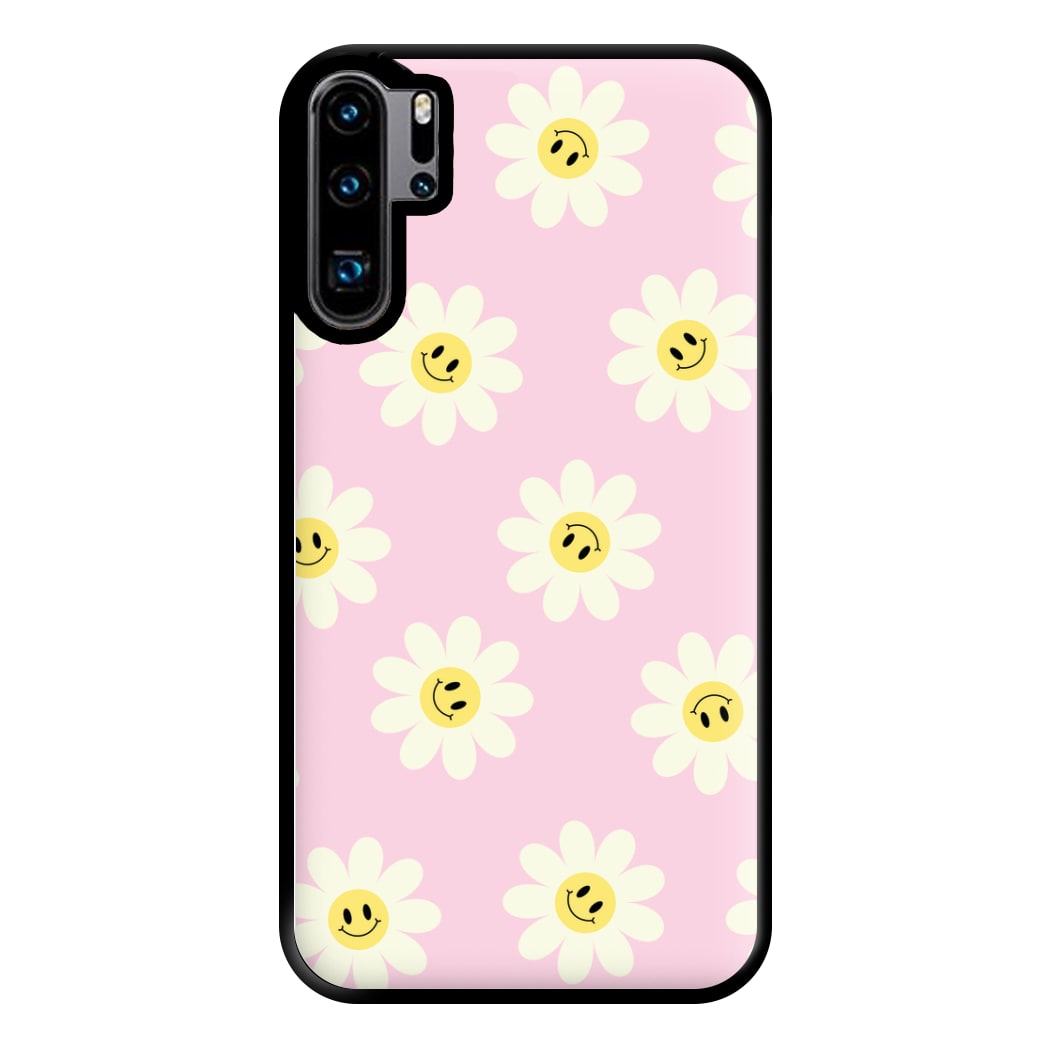 Pastel Pink Smiley Daisies Pattern Phone Case for Huawei P30 Pro
