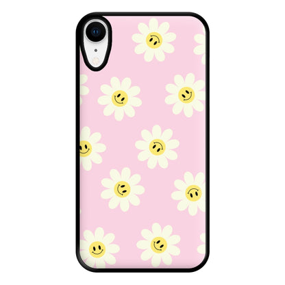 Pastel Pink Smiley Daisies Pattern Phone Case for iPhone XR