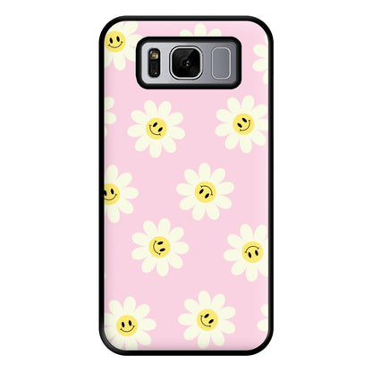 Pastel Pink Smiley Daisies Pattern Phone Case for Galaxy S8 Plus