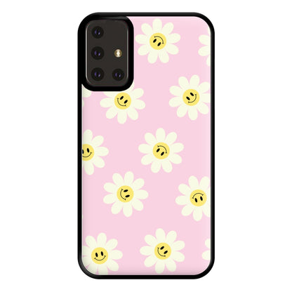 Pastel Pink Smiley Daisies Pattern Phone Case for Galaxy A71
