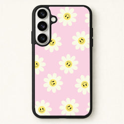 Pastel Pink Smiley Daisies Pattern Phone Case for Galaxy S26 Plus