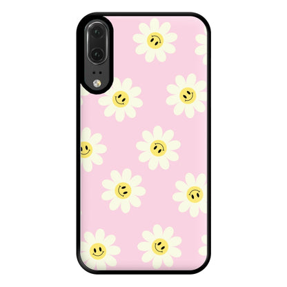 Pastel Pink Smiley Daisies Pattern Phone Case for Huawei P20