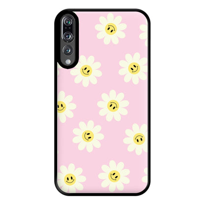 Pastel Pink Smiley Daisies Pattern Phone Case for Huawei P20 Pro